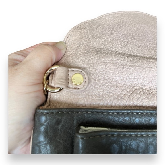 Deux Luxe Luxury Vegan Textured Leather Shoulder Bag Flap Chain Green Gray Pink - Picture 11 of 16